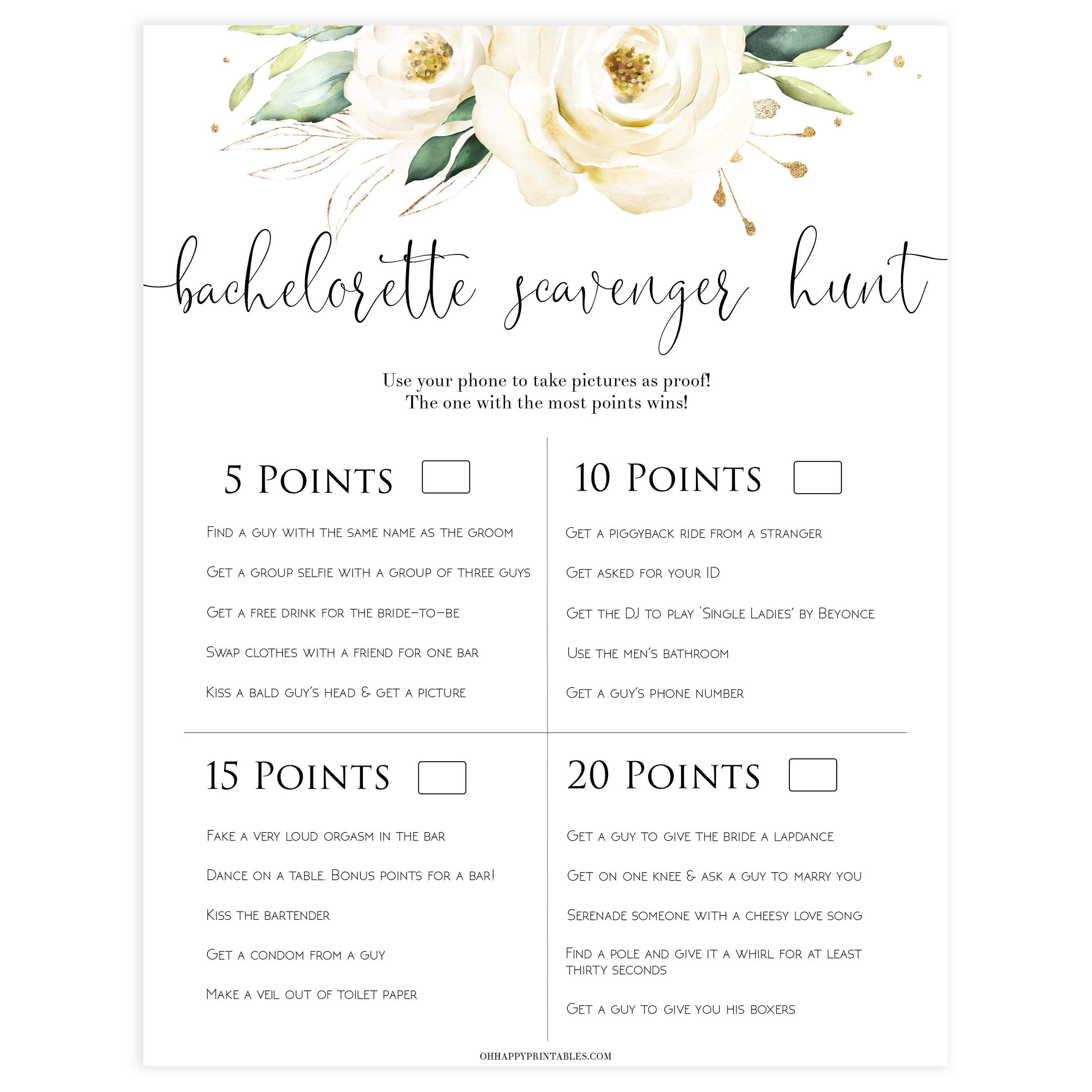bachelorette scavenger hunt game, Printable bachelorette games, floral bachelorette, floral hen party games, fun hen party games, bachelorette game ideas, floral adult party games, naughty hen games, naughty bachelorette games