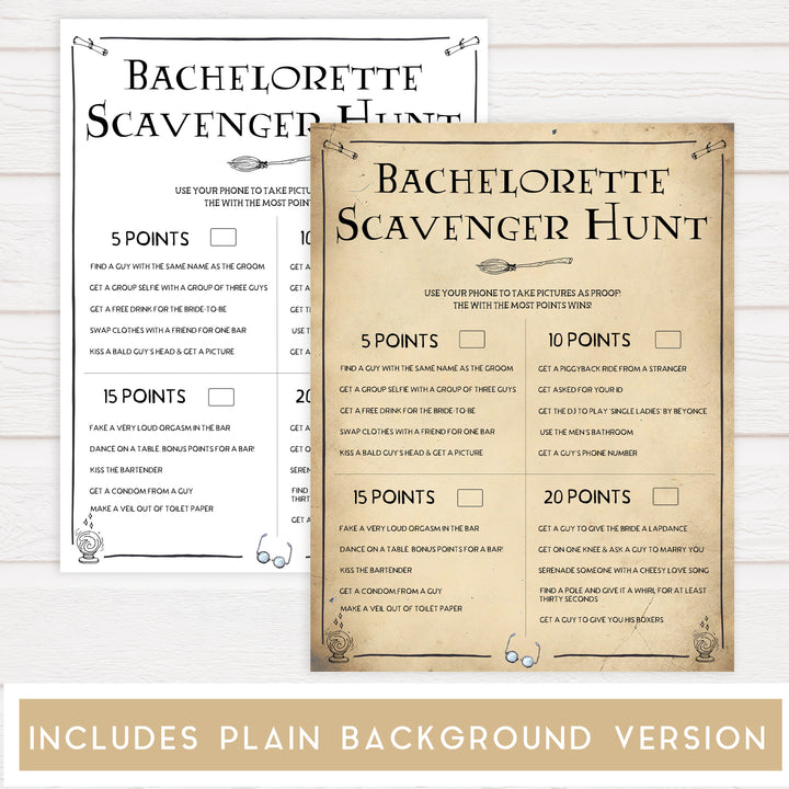 bachelorette scavenger hunt game, bridal scavenger hunt, Printable bachelorette games, Harry Potter bachelorette, Harry Potter hen party games, fun hen party games, bachelorette game ideas, Harry Potter adult party games, naughty hen games, naughty bachelorette games