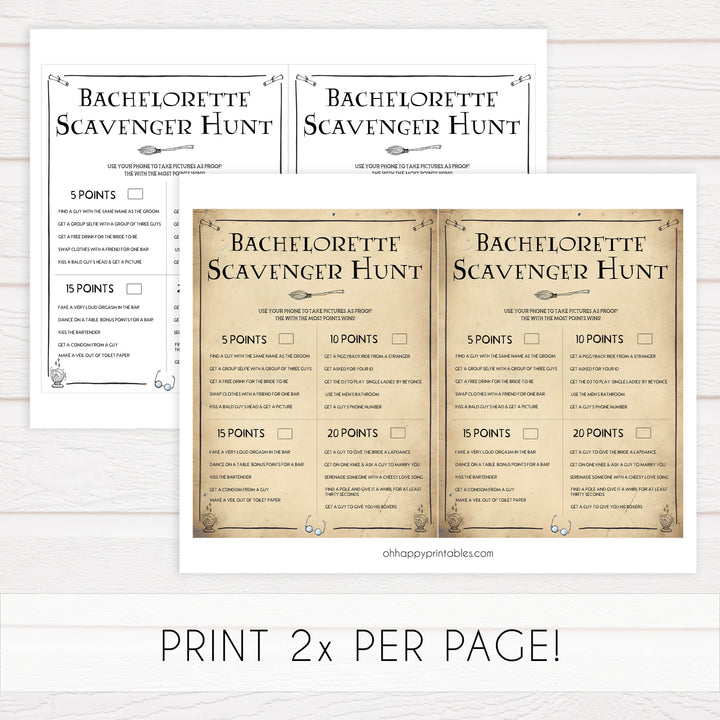 bachelorette scavenger hunt game, bridal scavenger hunt, Printable bachelorette games, Harry Potter bachelorette, Harry Potter hen party games, fun hen party games, bachelorette game ideas, Harry Potter adult party games, naughty hen games, naughty bachelorette games