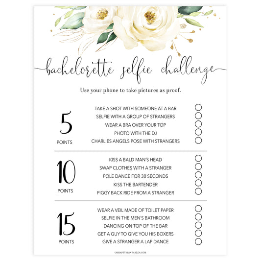 bachelorette selfie challenge game, Printable bachelorette games, floral bachelorette, floral hen party games, fun hen party games, bachelorette game ideas, floral adult party games, naughty hen games, naughty bachelorette games