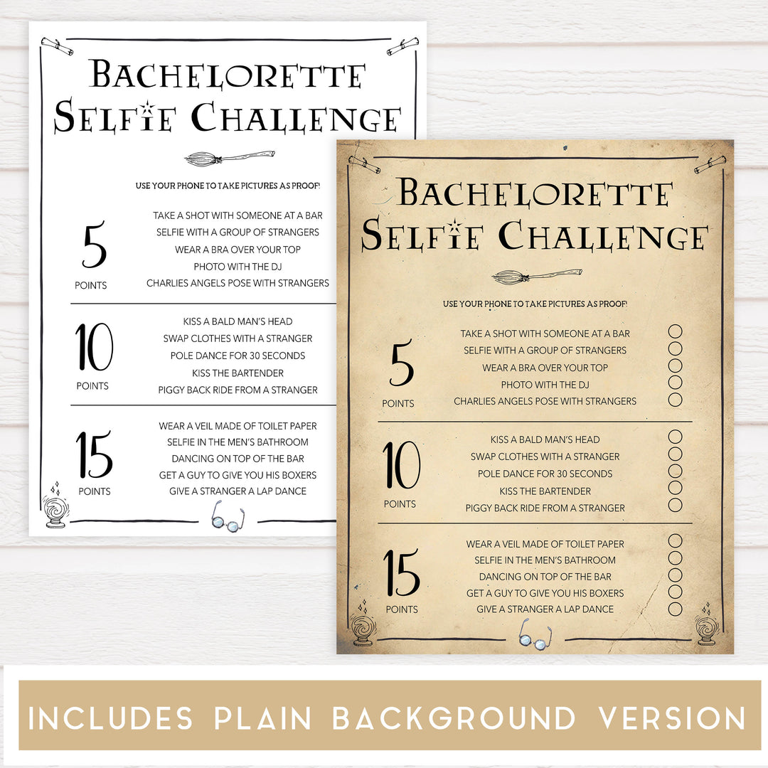 bachelorette selfie challenge, selfie challenge game, Printable bachelorette games, Harry Potter bachelorette, Harry Potter hen party games, fun hen party games, bachelorette game ideas, Harry Potter adult party games, naughty hen games, naughty bachelorette games