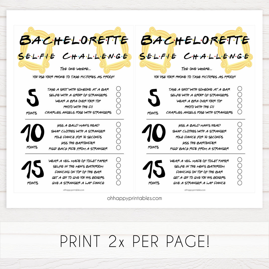 bachelorette selfie challenges, selfie challenge game, Printable bachelorette games, friends bachelorette, friends hen party games, fun hen party games, bachelorette game ideas, friends adult party games, naughty hen games, naughty bachelorette games