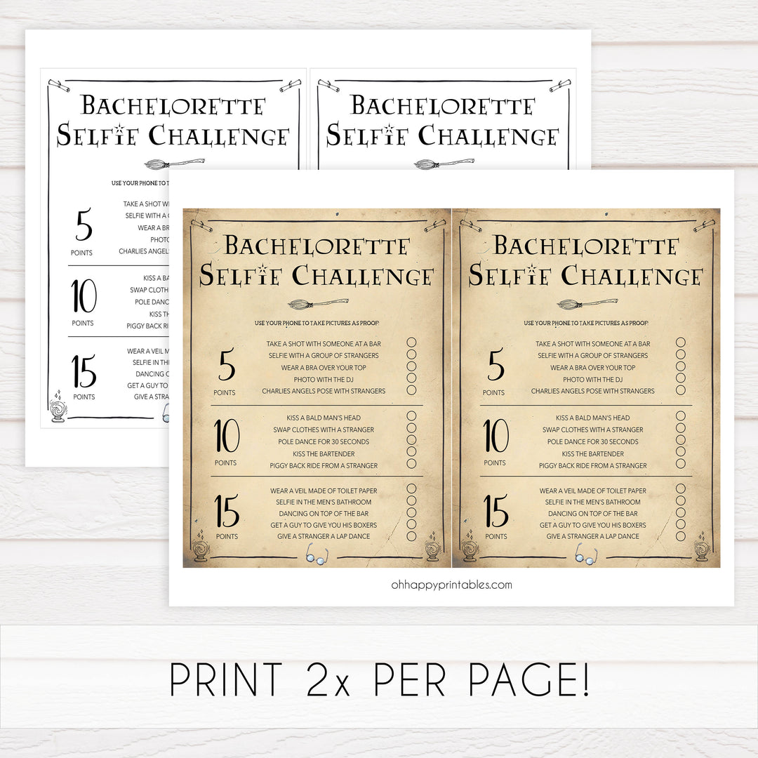 bachelorette selfie challenge, selfie challenge game, Printable bachelorette games, Harry Potter bachelorette, Harry Potter hen party games, fun hen party games, bachelorette game ideas, Harry Potter adult party games, naughty hen games, naughty bachelorette games
