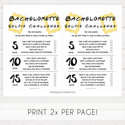 bachelorette selfie challenges, selfie challenge game, Printable bachelorette games, friends bachelorette, friends hen party games, fun hen party games, bachelorette game ideas, friends adult party games, naughty hen games, naughty bachelorette games