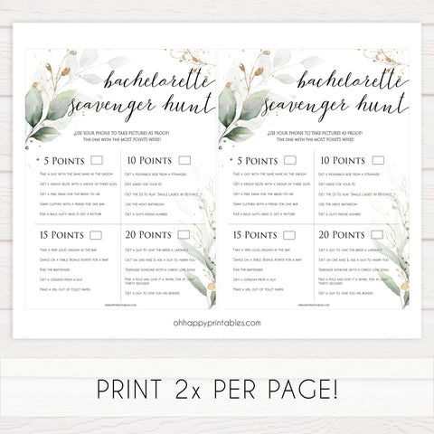 bachelorette scavenger hunt, hen party scavenger hunt, Printable bachelorette games, greenery bachelorette, gold leaf hen party games, fun hen party games, bachelorette game ideas, greenery adult party games, naughty hen games, naughty bachelorette games