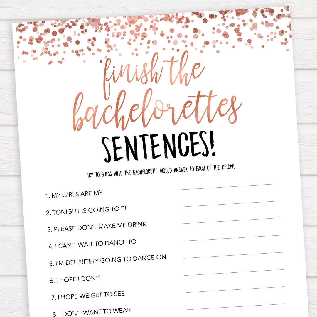 Rose gold bachelorette games, finish the bachelorette sentences, bachelorette games, bridal shower games, top 10 baby games, fun bachelorette games, top bridal games, rose gold games