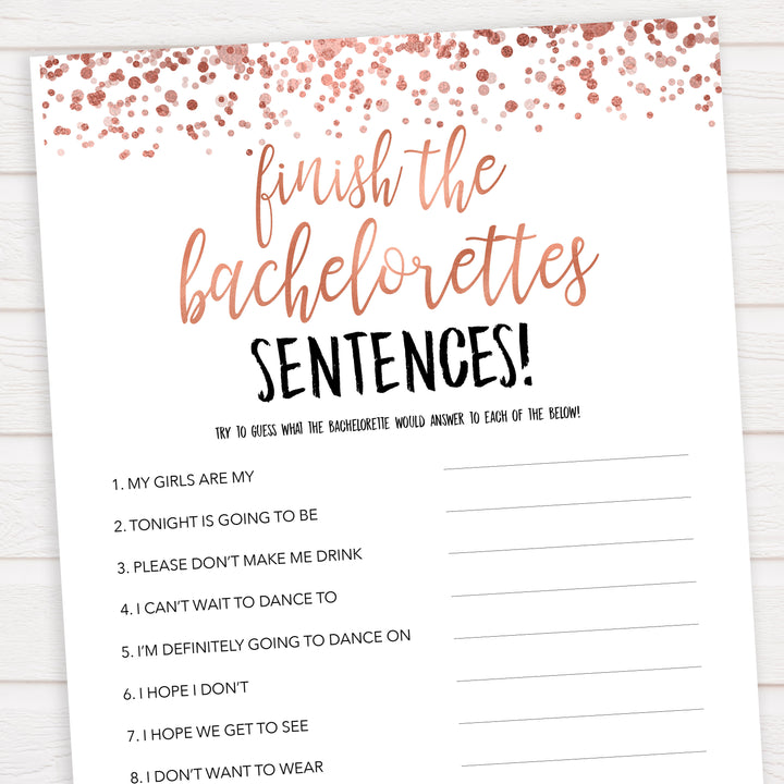 Rose gold bachelorette games, finish the bachelorette sentences, bachelorette games, bridal shower games, top 10 baby games, fun bachelorette games, top bridal games, rose gold games
