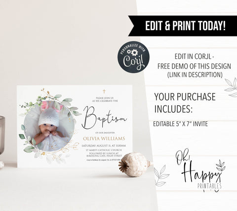 editable baptism invitation, editable photo baptism invitation, baptism invitation, photo baptism invitation