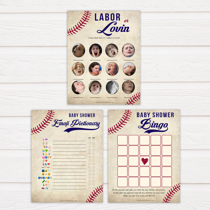 7 baseball theme baby shower games pack, printable baby shower games, baby shower games, fun baby games, popular baby games, little slugger baby games