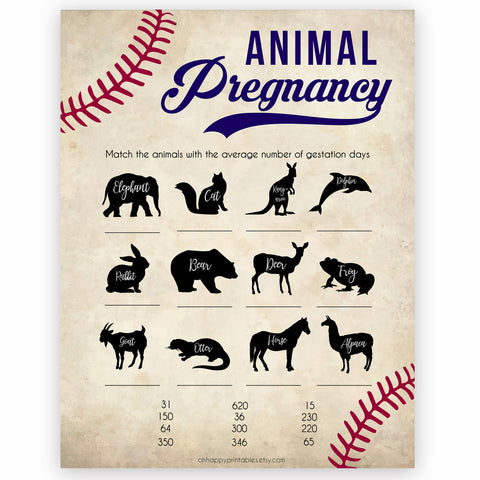 animal pregnancy baseball baby shower, baby shower games, best baby shower games, top baby shower games, baseball baby shower theme, printable baby shower games