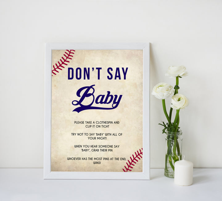 Baseball Don't Say Baby, Don't Say Baby Sign, Don't Say Baby, Printable Baby Shower Games, Dont Say Game, Little Slugger Baby Shower, printable baby shower games, fun baby shower games, popular baby shower games
