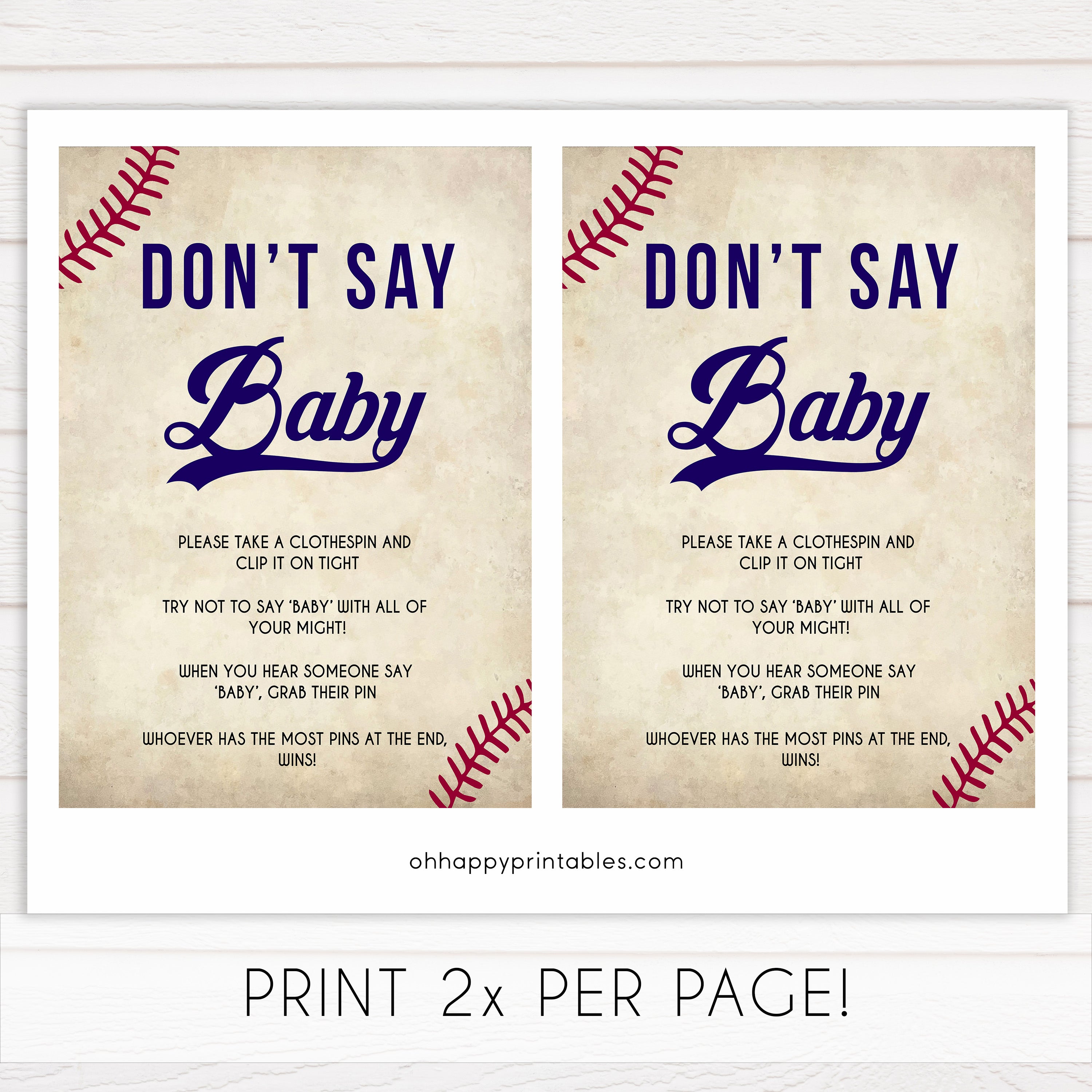 Baseball Don't Say Baby, Don't Say Baby Sign, Don't Say Baby, Printable Baby Shower Games, Dont Say Game, Little Slugger Baby Shower, printable baby shower games, fun baby shower games, popular baby shower games