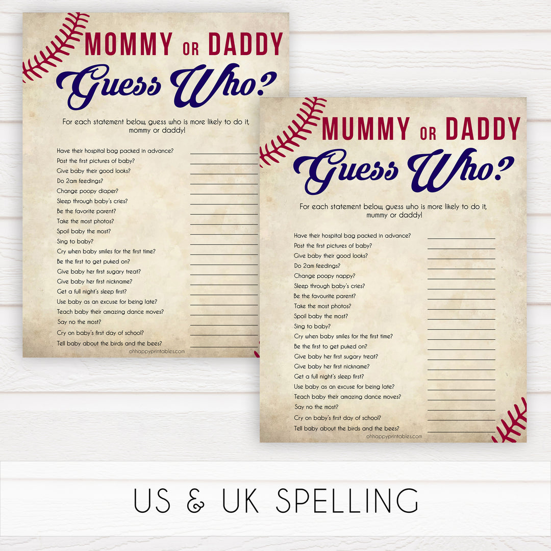 baseball guess who baby shower games, baseball baby shower games, fun baby shower games, popular baby shower games, printable baby shower games