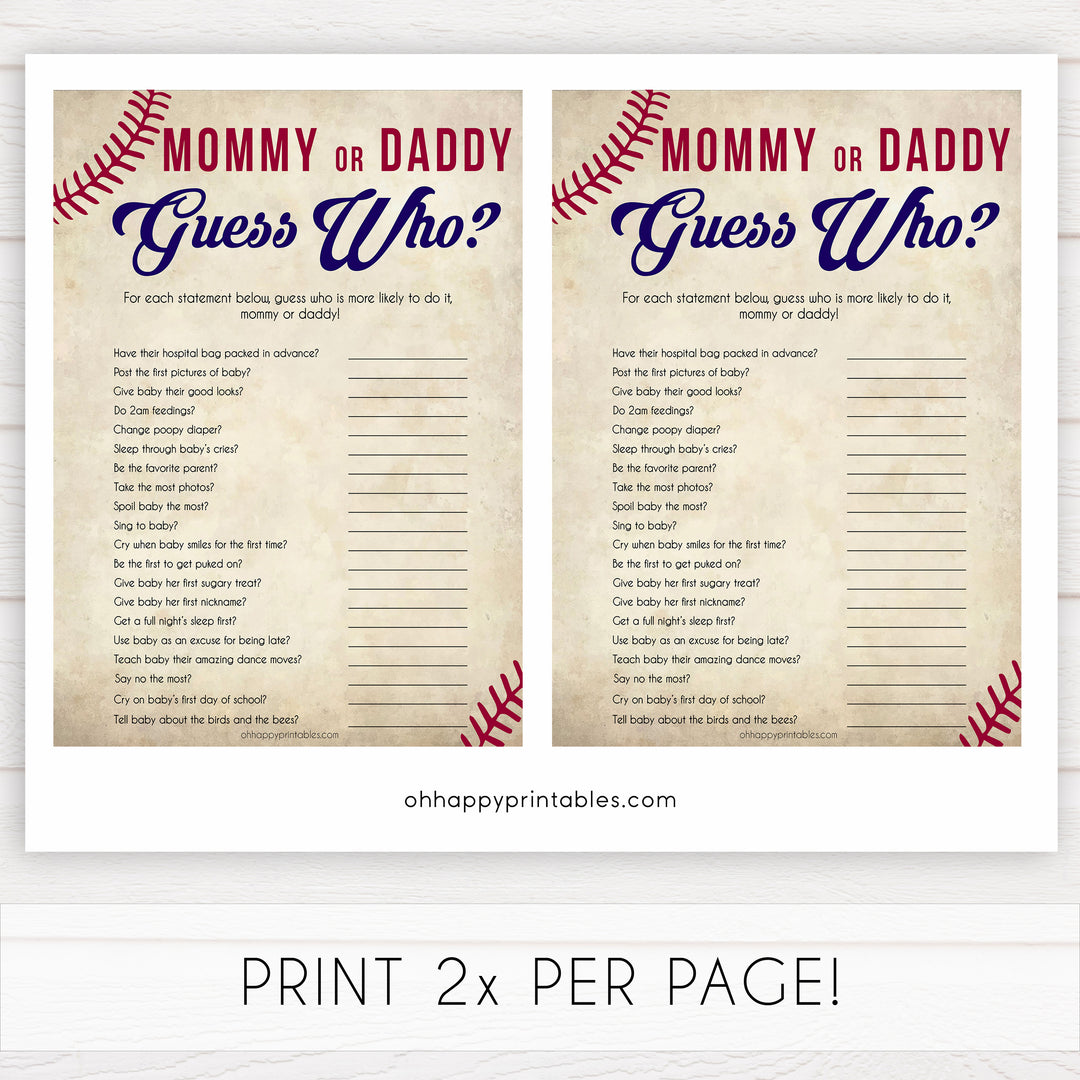 baseball guess who baby shower games, baseball baby shower games, fun baby shower games, popular baby shower games, printable baby shower games