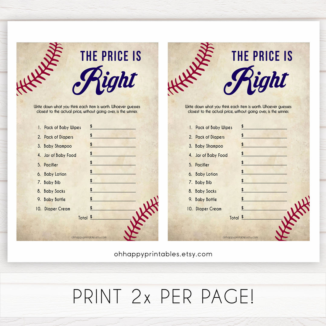 Baseball Price Is Right Baby Shower Game, Guess The Price Games, Baby Shower Price Games, Price Is Right Game, Baby Price Is Right, printable baby shower games, fun baby shower games, popular baby shower games