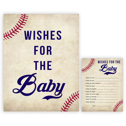Baseball Wishes For The Baby, Baby Wishes, Wishes for The Baby, Baseball Baby Shower, Baby Shower Baby Wishes, Baby Wishes Cards, printable baby shower games, fun baby shower games, popular baby shower games