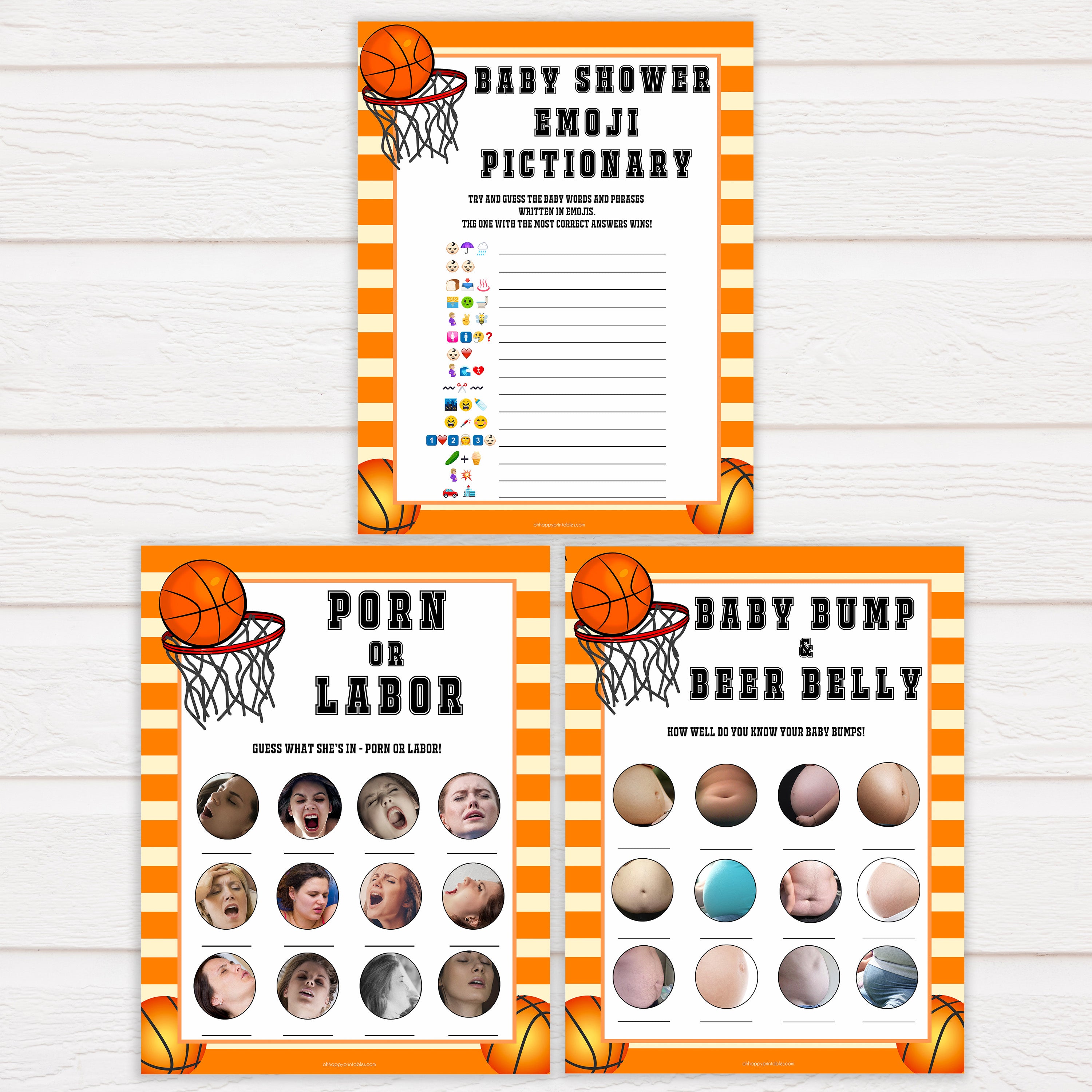 Basketball baby shower games, basketball baby games bundle, baby games pack, baby game, printable baby games, basket baby games, baby shower games, basketball baby shower idea