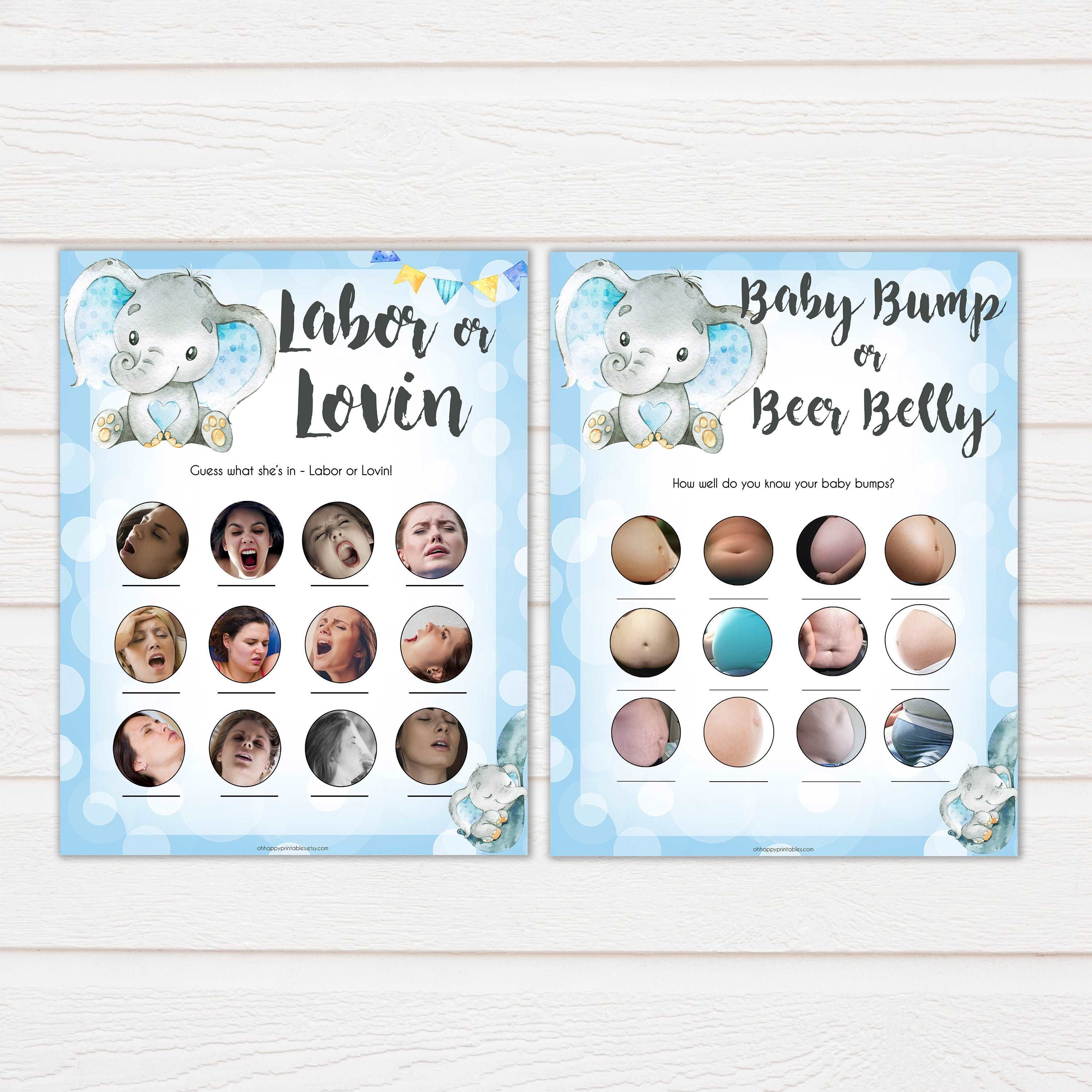 Blue elephant baby games, 10 baby shower games pack, elephant baby games, printable baby games, top baby games, best baby shower games, baby shower ideas, fun baby games, elephant baby shower