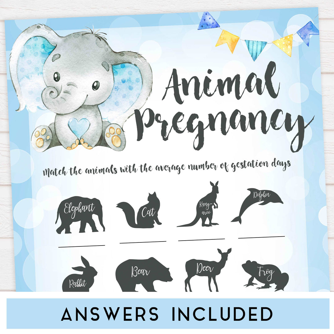 Blue elephant baby games, 10 baby shower games pack, elephant baby games, printable baby games, top baby games, best baby shower games, baby shower ideas, fun baby games, elephant baby shower