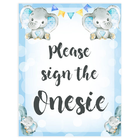 please sign the onesie, sign the onesie, Printable baby shower games, fun baby games, baby shower games, fun baby shower ideas, top baby shower ideas, blue elephant baby shower, blue baby shower ideas