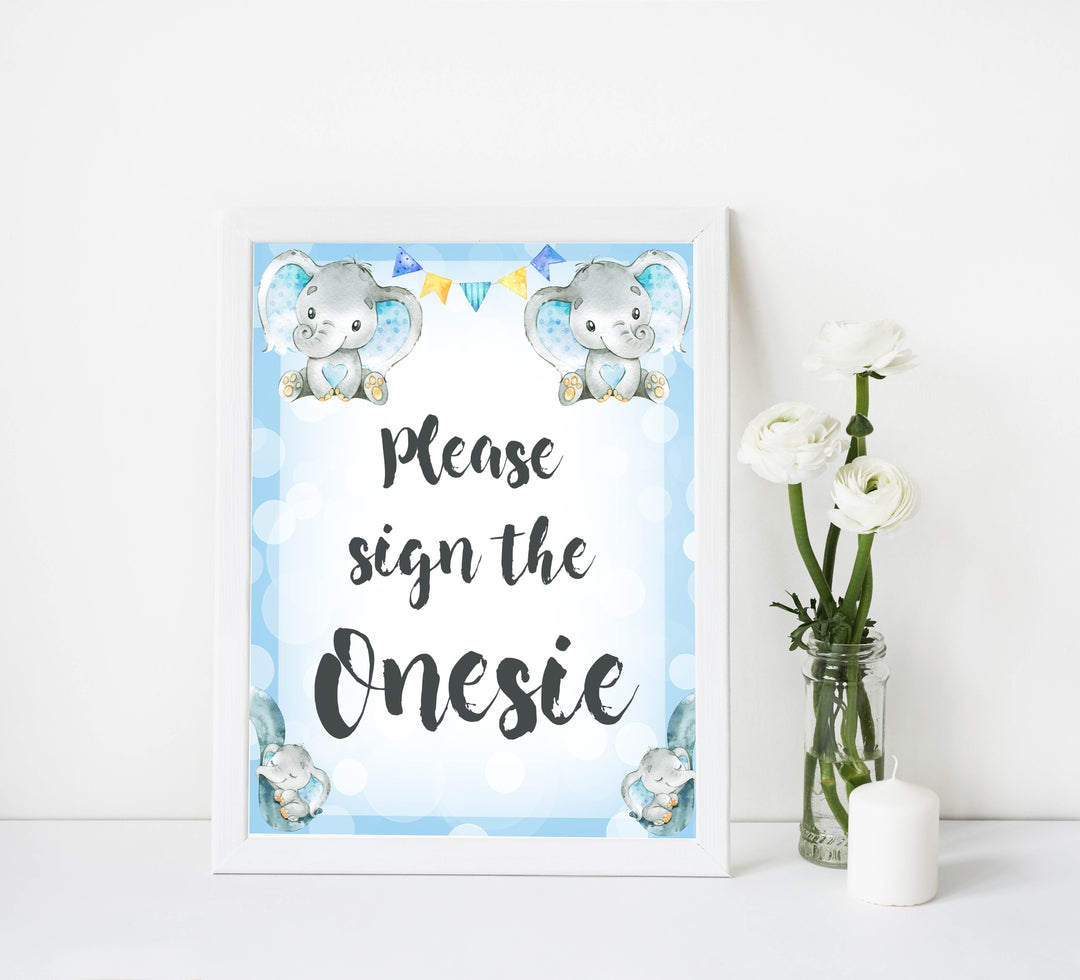 please sign the onesie, sign the onesie, Printable baby shower games, fun baby games, baby shower games, fun baby shower ideas, top baby shower ideas, blue elephant baby shower, blue baby shower ideas