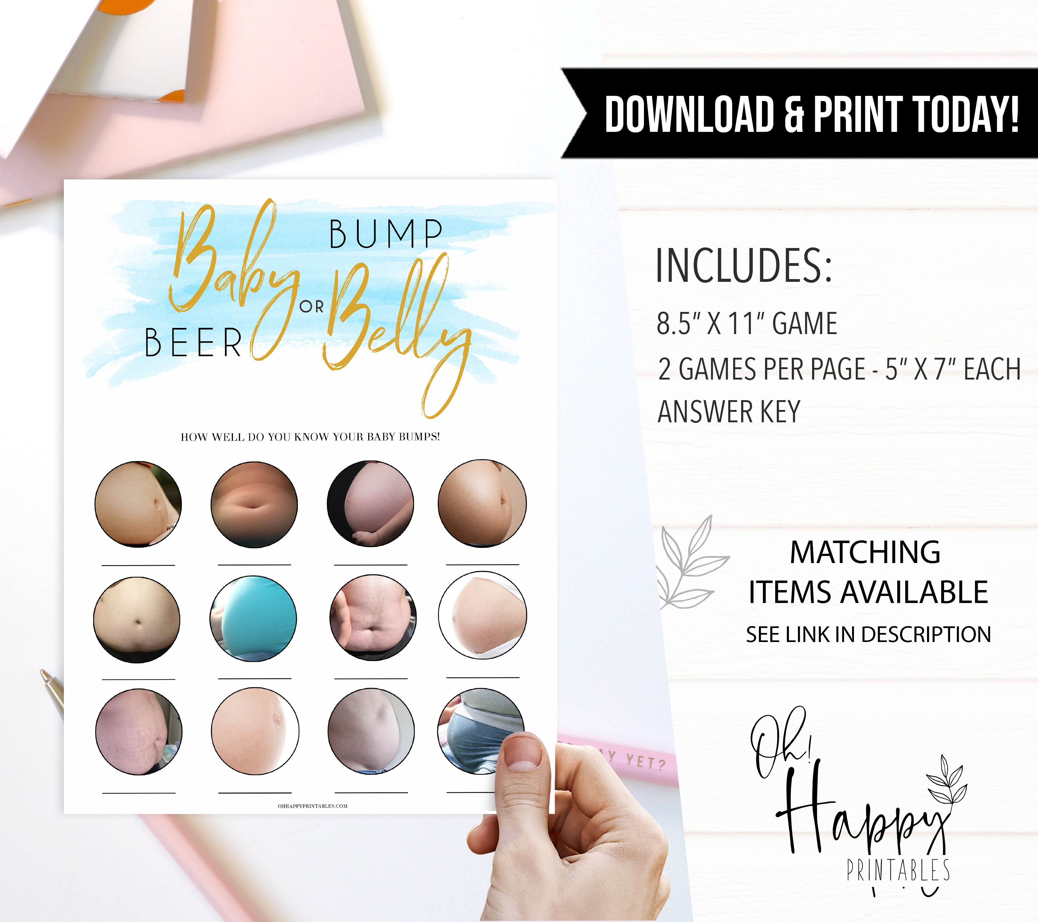 Blue swash, baby bump or beer belly baby games, baby shower games, printable baby games, fun baby games, boy baby shower games, baby games, fun baby shower ideas, baby shower ideas