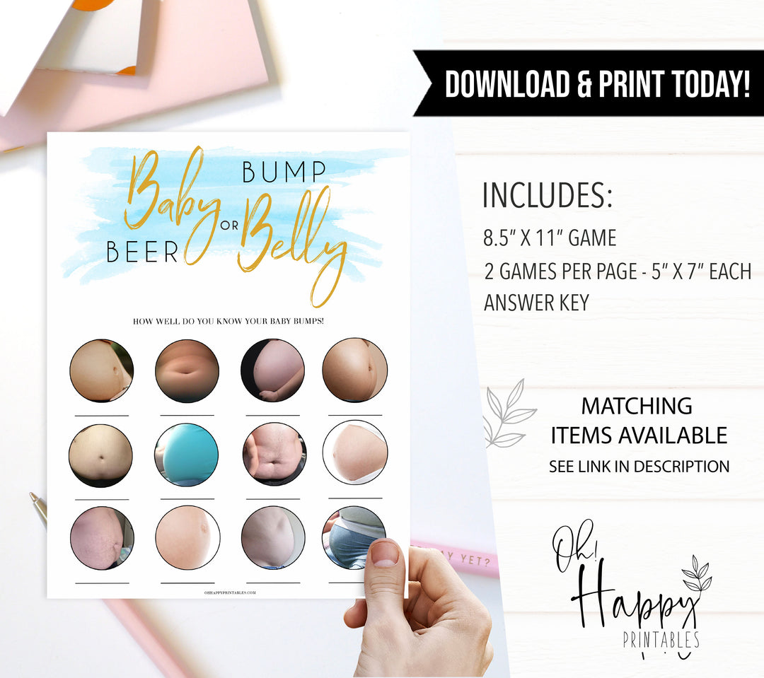 Blue swash, baby bump or beer belly baby games, baby shower games, printable baby games, fun baby games, boy baby shower games, baby games, fun baby shower ideas, baby shower ideas