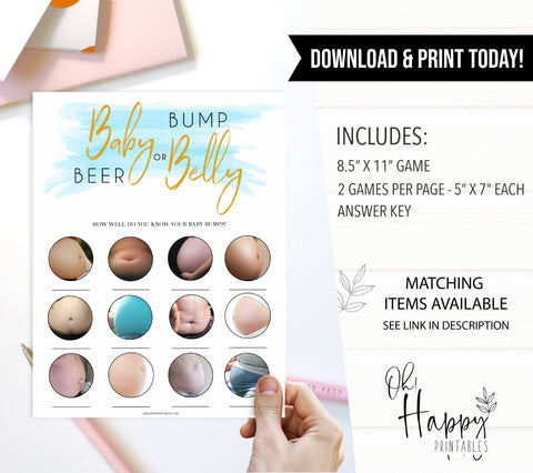 Blue swash, baby bump or beer belly baby games, baby shower games, printable baby games, fun baby games, boy baby shower games, baby games, fun baby shower ideas, baby shower ideas