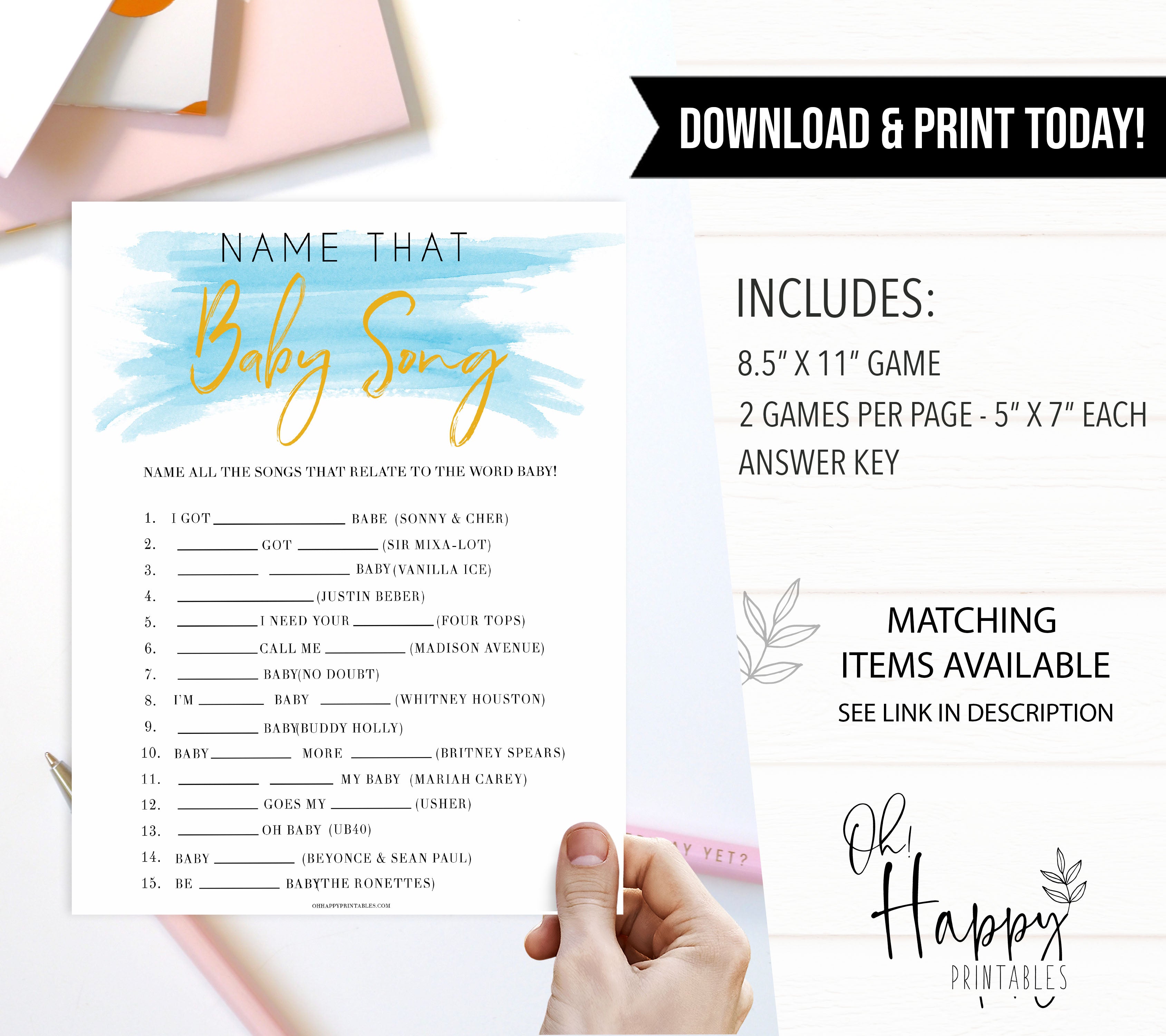 Blue swash, name that baby song baby games, baby shower games, printable baby games, fun baby games, boy baby shower games, baby games, fun baby shower ideas, baby shower ideas, boy baby games, blue baby shower