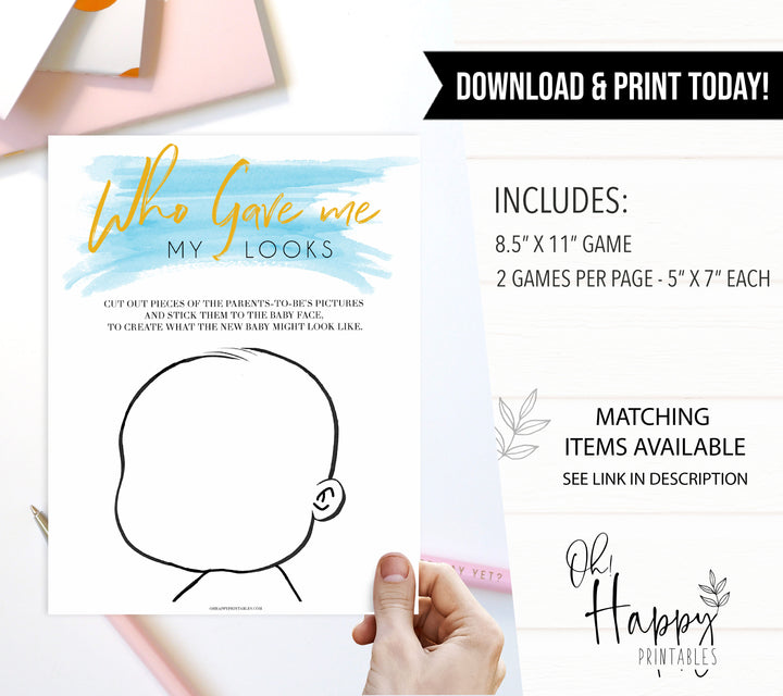 Blue swash, who gave me my looks baby games, baby shower games, printable baby games, fun baby games, boy baby shower games, baby games, fun baby shower ideas, baby shower ideas, boy baby games, blue baby shower