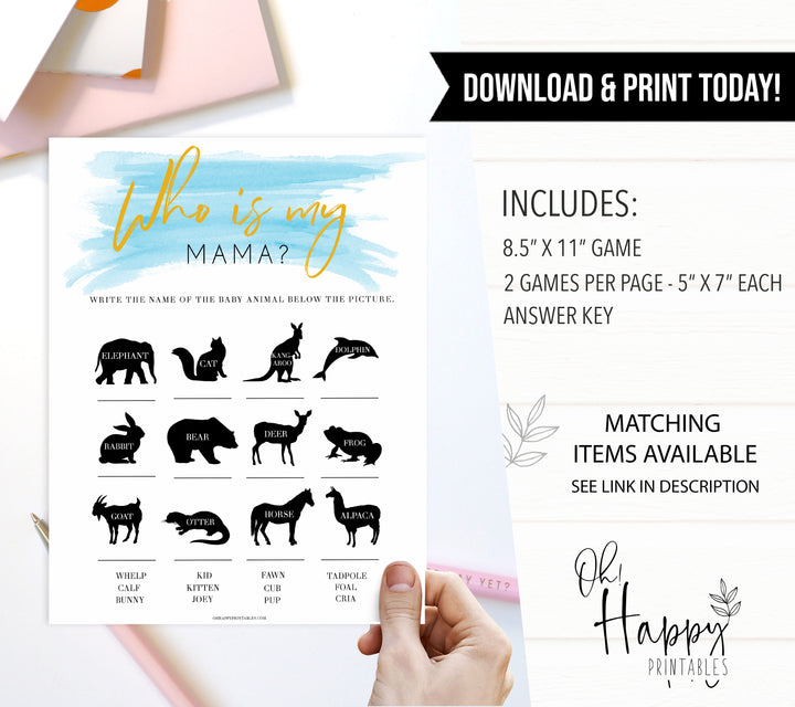 Blue swash, who is my mama baby games, baby shower games, printable baby games, fun baby games, boy baby shower games, baby games, fun baby shower ideas, baby shower ideas, boy baby games, blue baby shower