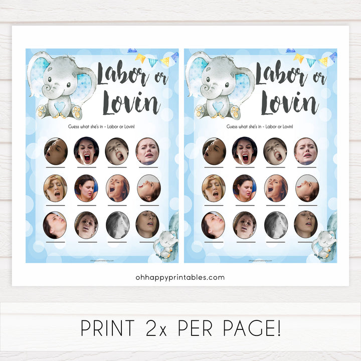 Blue elephant baby games, labour or lovin, labor or porn, elephant baby games, printable baby games, top baby games, best baby shower games, baby shower ideas, fun baby games, elephant baby shower