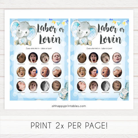 Blue elephant baby games, labour or lovin, labor or porn, elephant baby games, printable baby games, top baby games, best baby shower games, baby shower ideas, fun baby games, elephant baby shower