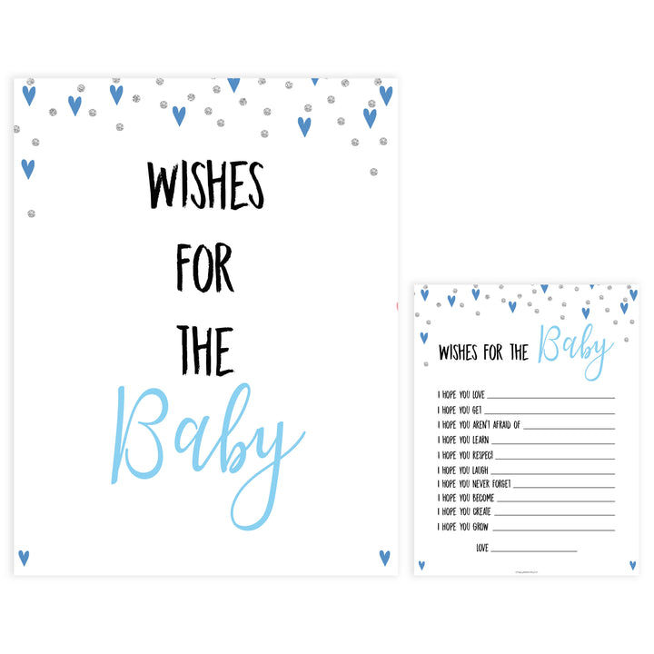 wishes for the baby, Printable baby shower games, small blue hearts fun baby games, baby shower games, fun baby shower ideas, top baby shower ideas, silver baby shower, blue hearts baby shower ideas