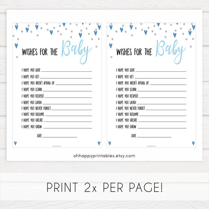 wishes for the baby, Printable baby shower games, small blue hearts fun baby games, baby shower games, fun baby shower ideas, top baby shower ideas, silver baby shower, blue hearts baby shower ideas
