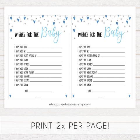 wishes for the baby, Printable baby shower games, small blue hearts fun baby games, baby shower games, fun baby shower ideas, top baby shower ideas, silver baby shower, blue hearts baby shower ideas
