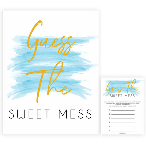Blue swash, guess the sweet mess baby games, baby shower games, printable baby games, fun baby games, boy baby shower games, baby games, fun baby shower ideas, baby shower ideas, boy baby games, blue baby shower
