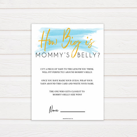 How Big is Mommys Belly Blue Swash Printable Baby Shower Games OhHappyPrintables