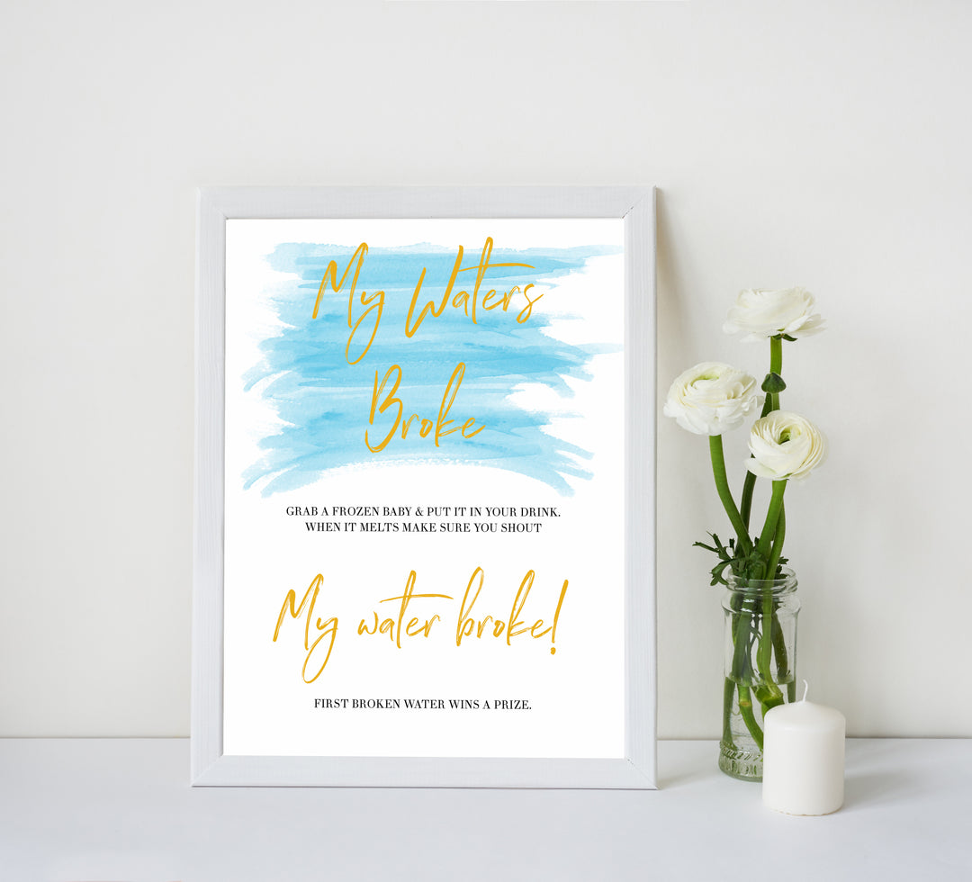 Blue swash, my waters broke baby games, baby shower games, printable baby games, fun baby games, boy baby shower games, baby games, fun baby shower ideas, baby shower ideas, boy baby games, blue baby shower