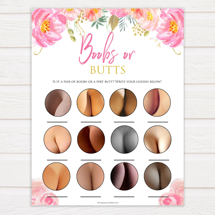 Pink blush floral baby shower game, porn or labor game, boobs butts game, baby bump game, printable baby games, baby shower games, blush baby shower, floral baby games, girl baby shower ideas, pink baby shower ideas, floral baby games, popular baby games, fun baby games