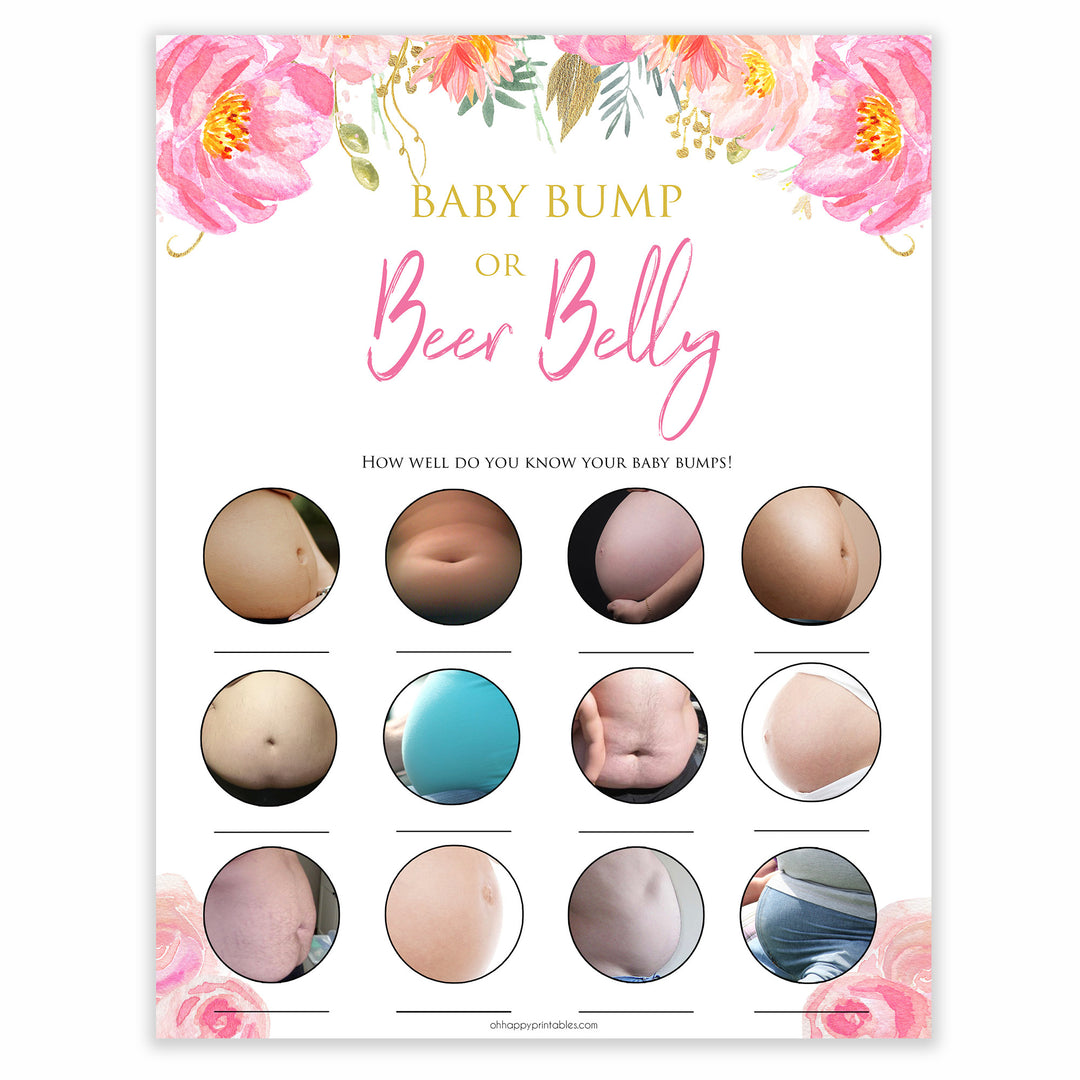 baby bump or beer belly baby shower games, printable baby shower games, fun baby shower games, popular baby shower games, baby bump game