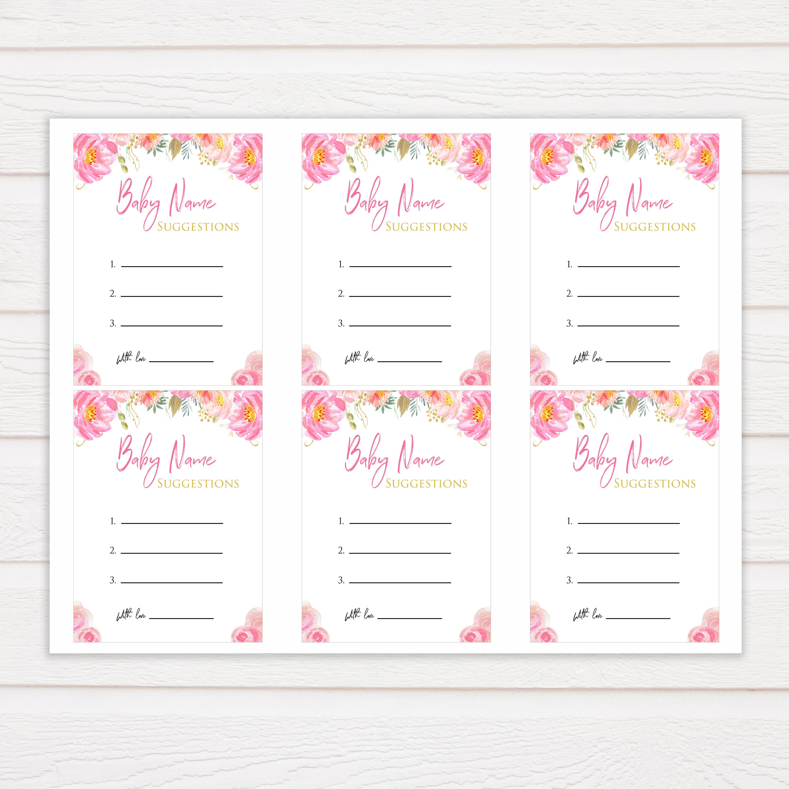blush flora baby name suggestion game, printable baby games, baby shower games, floral baby games, floral baby shower, girl baby shower idea, girl baby games