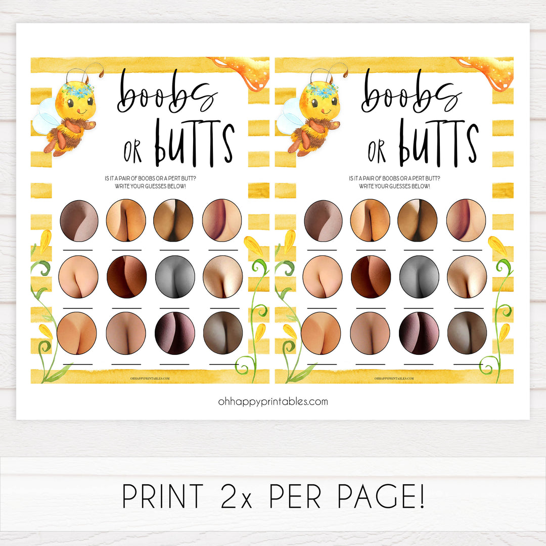 boobs or butts baby game,  Printable baby shower games, mommy bee fun baby games, baby shower games, fun baby shower ideas, top baby shower ideas, mommy to bee baby shower, friends baby shower ideas