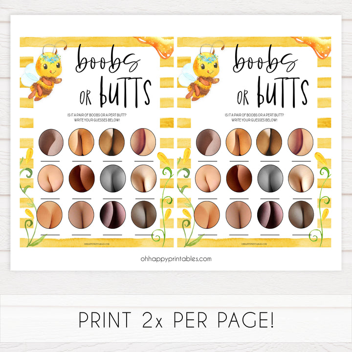 boobs or butts baby game,  Printable baby shower games, mommy bee fun baby games, baby shower games, fun baby shower ideas, top baby shower ideas, mommy to bee baby shower, friends baby shower ideas