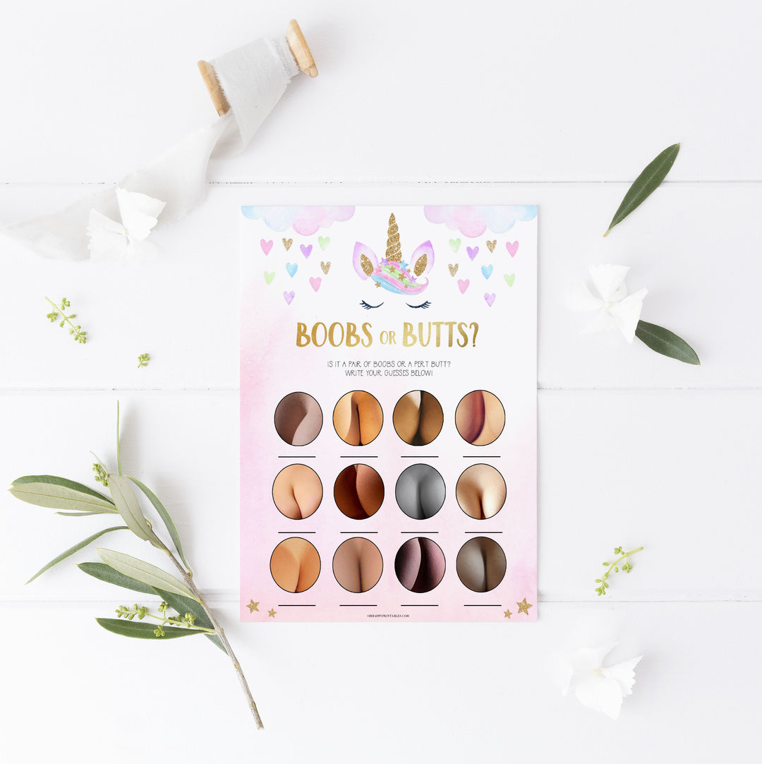 boobs or butts baby game, Printable baby shower games, unicorn baby games, baby shower games, fun baby shower ideas, top baby shower ideas, unicorn baby shower, baby shower games, fun unicorn baby shower ideas