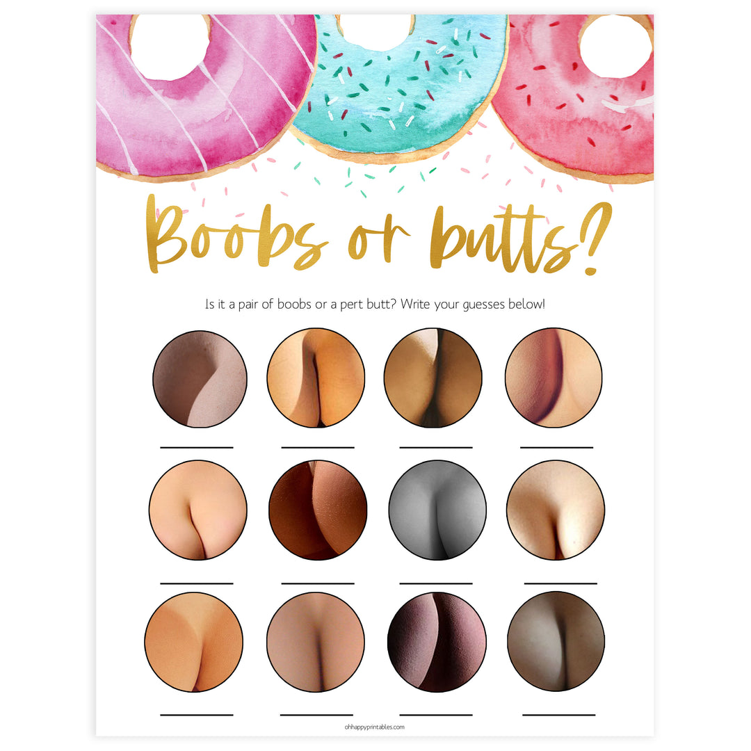 boobs or butts baby game, Printable baby shower games, donut baby games, baby shower games, fun baby shower ideas, top baby shower ideas, donut sprinkles baby shower, baby shower games, fun donut baby shower ideas