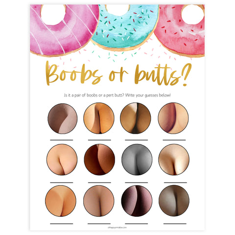 boobs or butts baby game, Printable baby shower games, donut baby games, baby shower games, fun baby shower ideas, top baby shower ideas, donut sprinkles baby shower, baby shower games, fun donut baby shower ideas