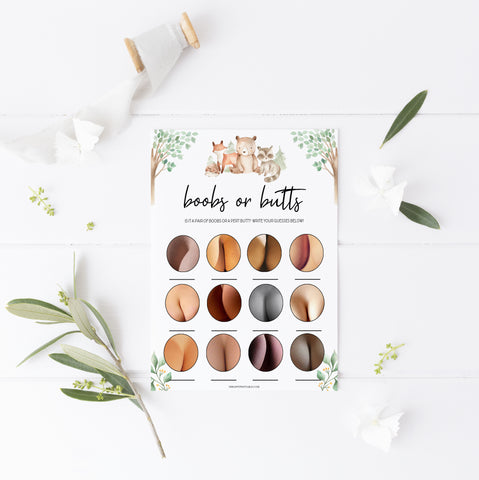 boobs or butts baby game, Printable baby shower games, woodland animals baby games, baby shower games, fun baby shower ideas, top baby shower ideas, woodland baby shower, baby shower games, fun woodland animals baby shower ideas