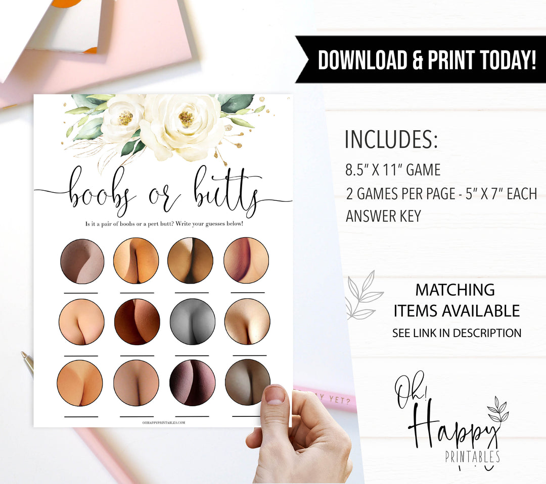 boobs or butts baby game, Printable baby shower games, shite floral baby games, baby shower games, fun baby shower ideas, top baby shower ideas, floral baby shower, baby shower games, fun floral baby shower ideas