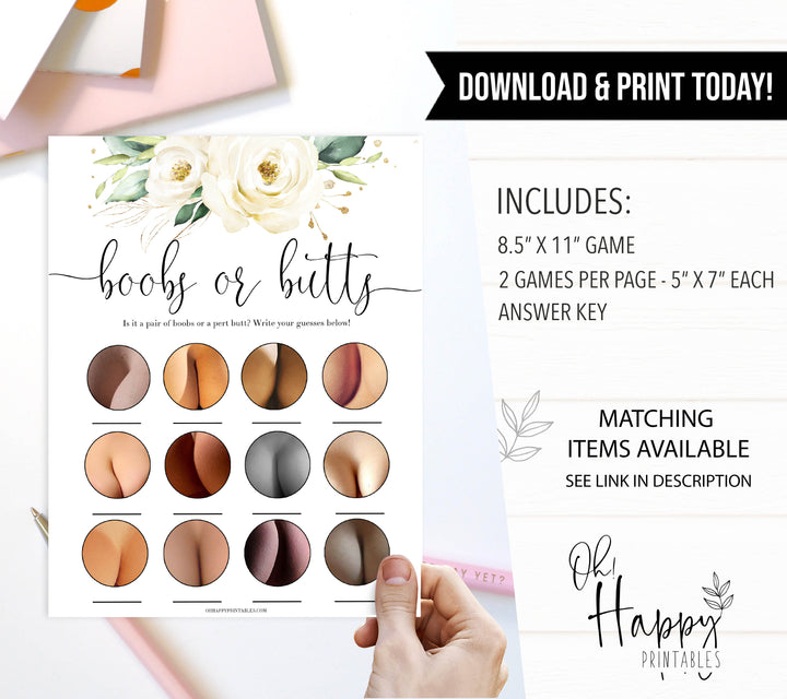 boobs or butts baby game, Printable baby shower games, shite floral baby games, baby shower games, fun baby shower ideas, top baby shower ideas, floral baby shower, baby shower games, fun floral baby shower ideas